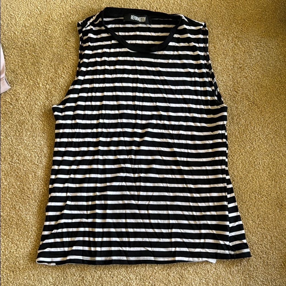 Reformation Black and White Striped Women's Top